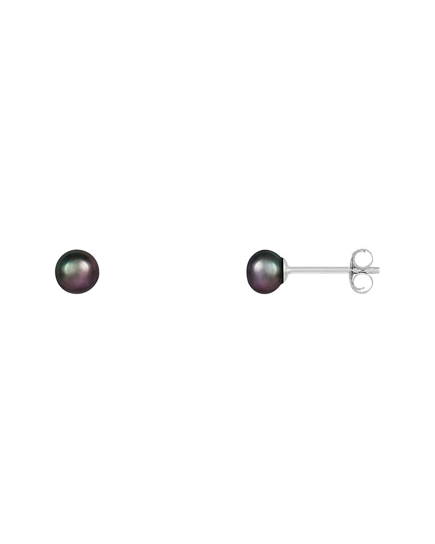 Splendid Pearls 14k White Gold 4-5mm Pearl Earrings In Black