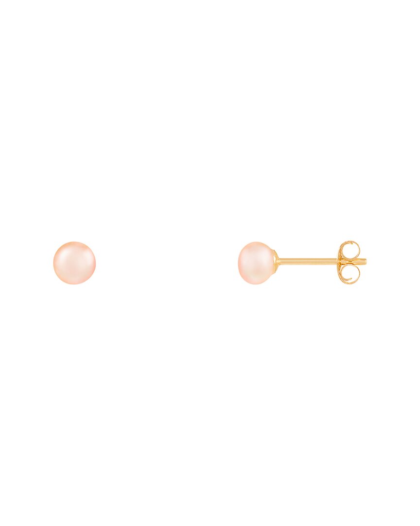 Splendid Pearls 14k Yellow Gold 4-5mm Pearl Earrings In Pink