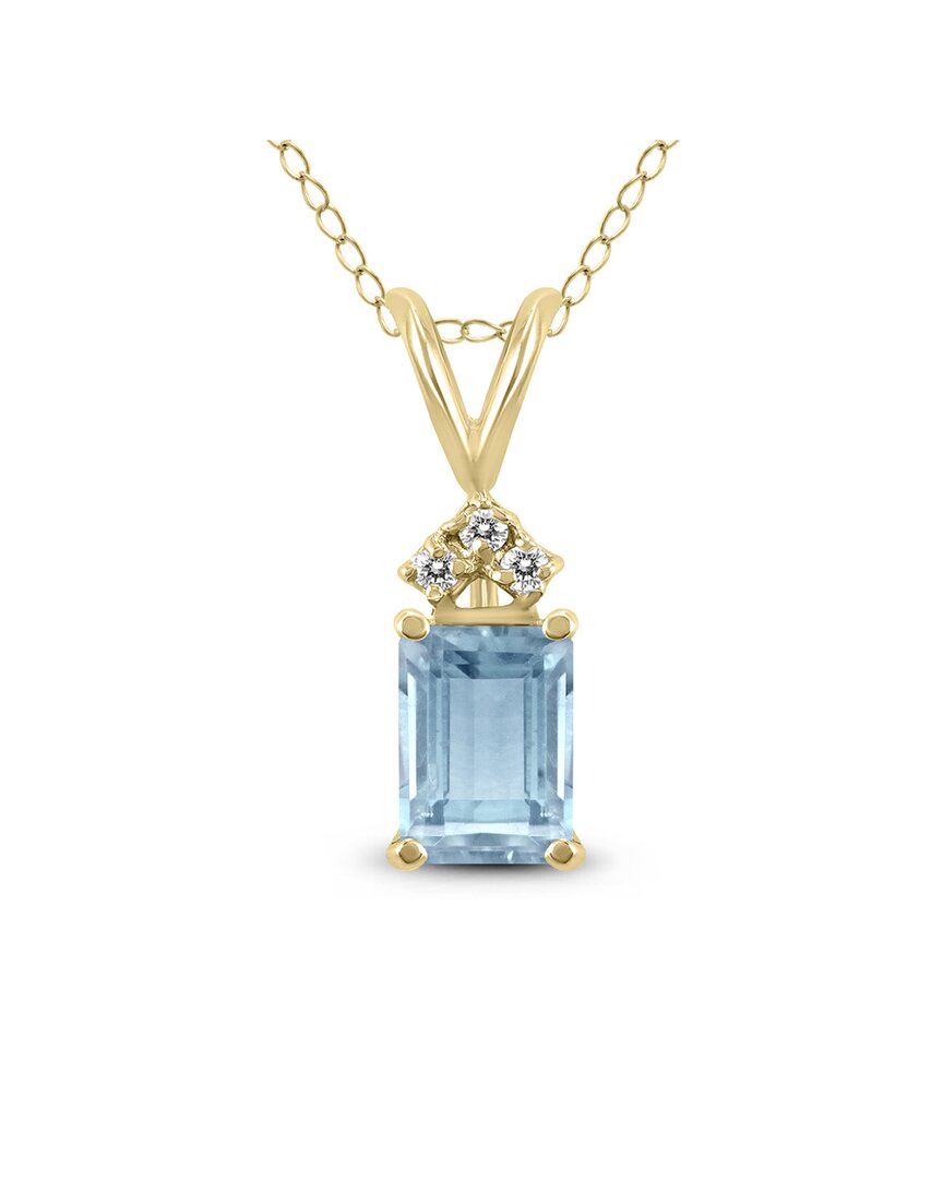Gemstones 14k 0.43 Ct. Tw. Diamond & Aquamarine Necklace