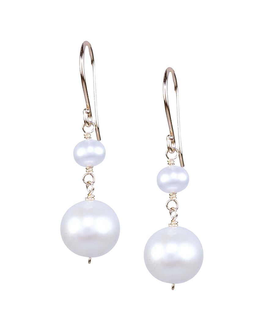 Jewelmak 14k Pearl Dangle Earrings In White