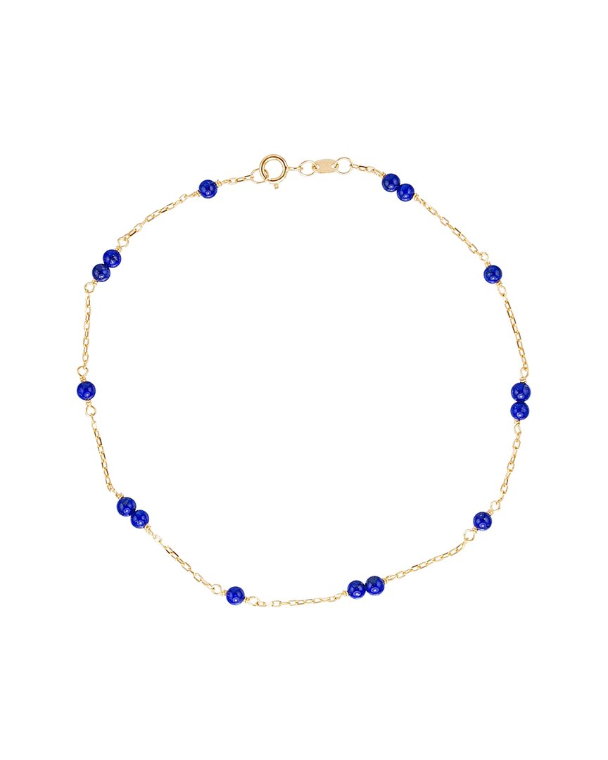 Jewelmak 14k Lapis Ankle Bracelet In Blue