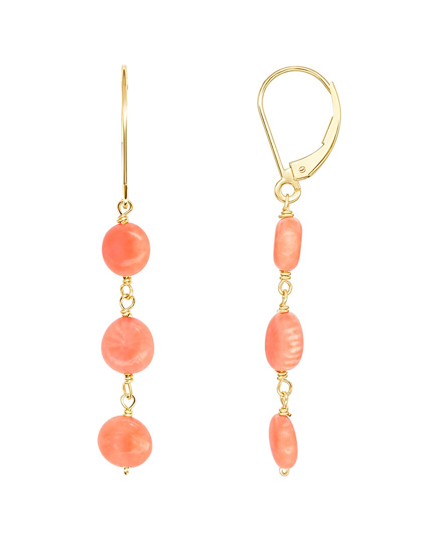 Jewelmak 14k Angel Skin Coral Linear Earrings In Pink