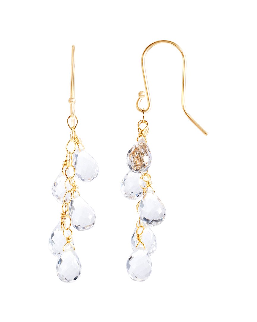 Jewelmak 14k White Topaz Dangle Earrings
