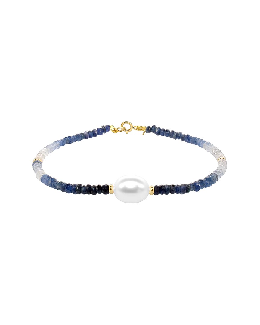 Jewelmak 14k Sapphire & Pearl Bracelet In Blue