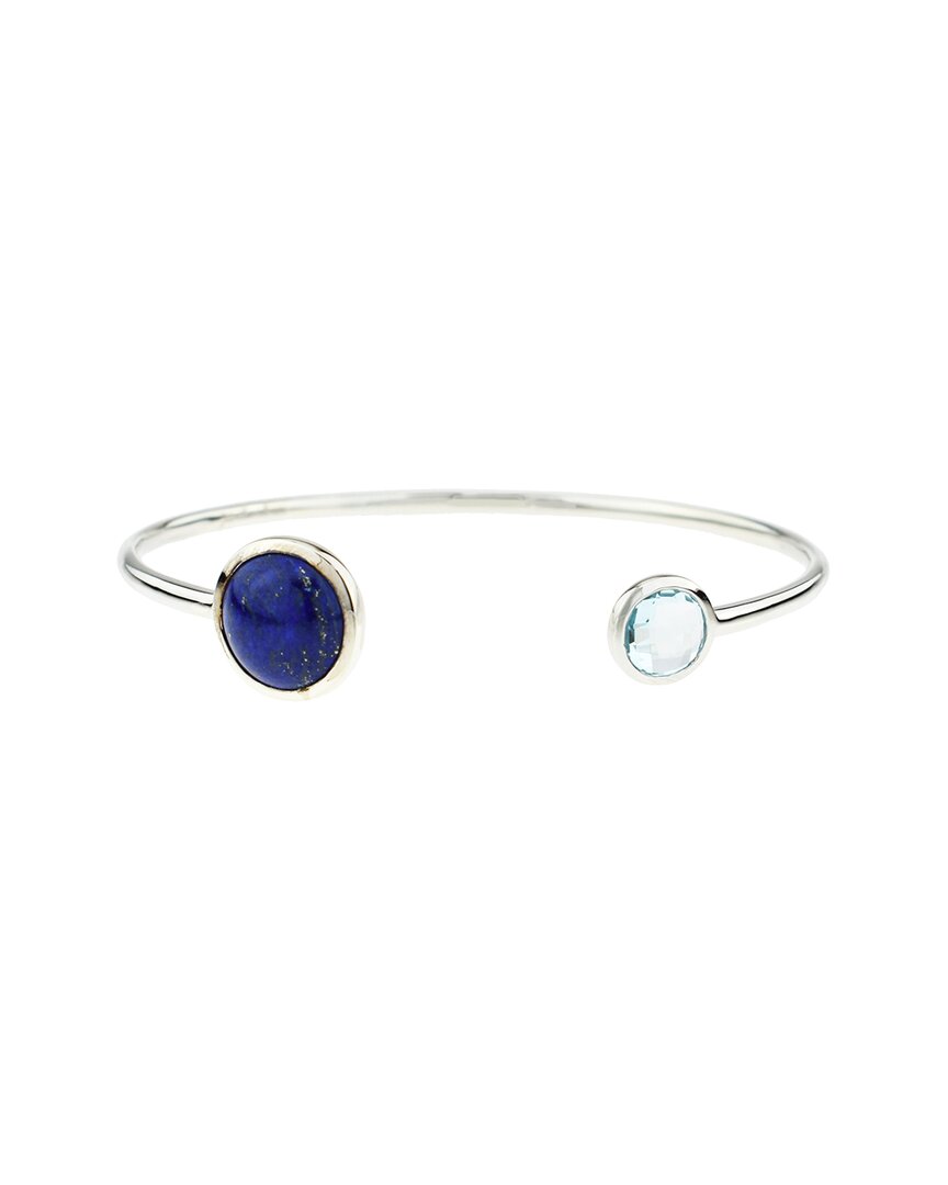 Jewelmak Silver 10.51 Ct. Tw. Gemstone Bangle Bracelet In Blue