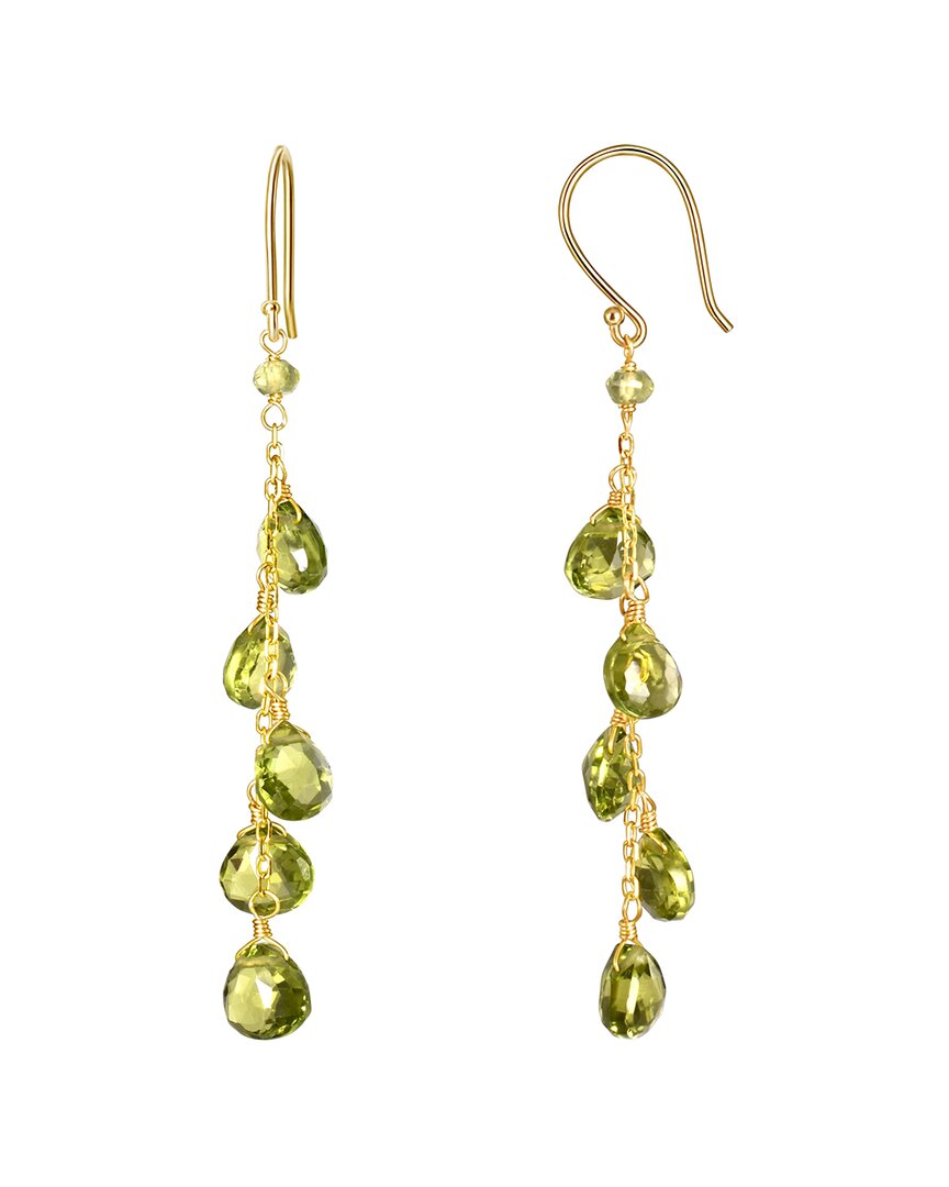 Jewelmak 14k Heart Peridot Dangle Earrings In Gold