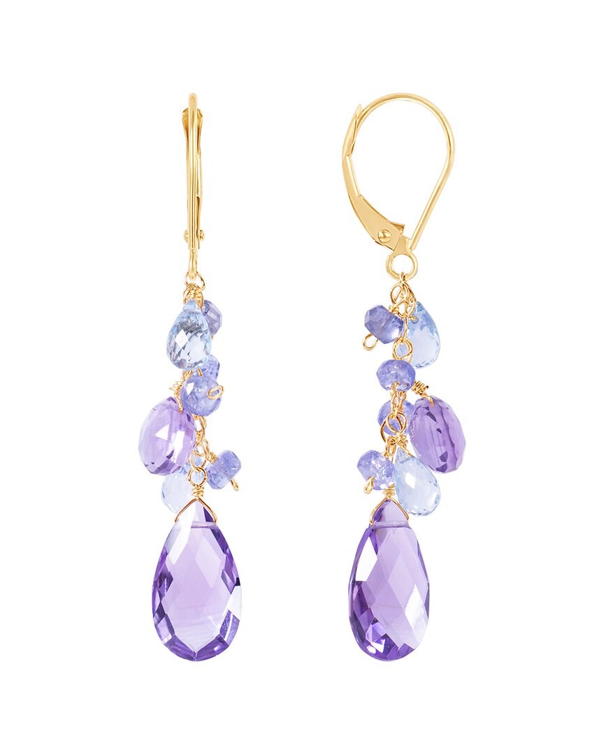 Jewelmak 14k 15.00 Ct. Tw. Gemstone Dangle Earrings In Purple