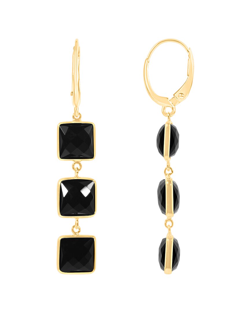 Jewelmak 14k 14.40 Ct. Tw. Black Onyx Earrings In Gold
