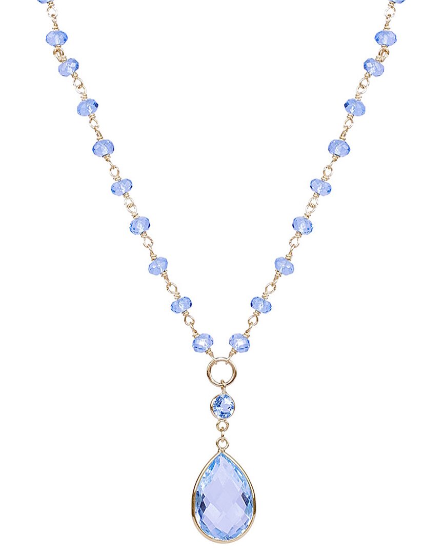 Jewelmak 14k 6.80 Ct. Tw. Swiss Blue Topaz Necklace In Gold