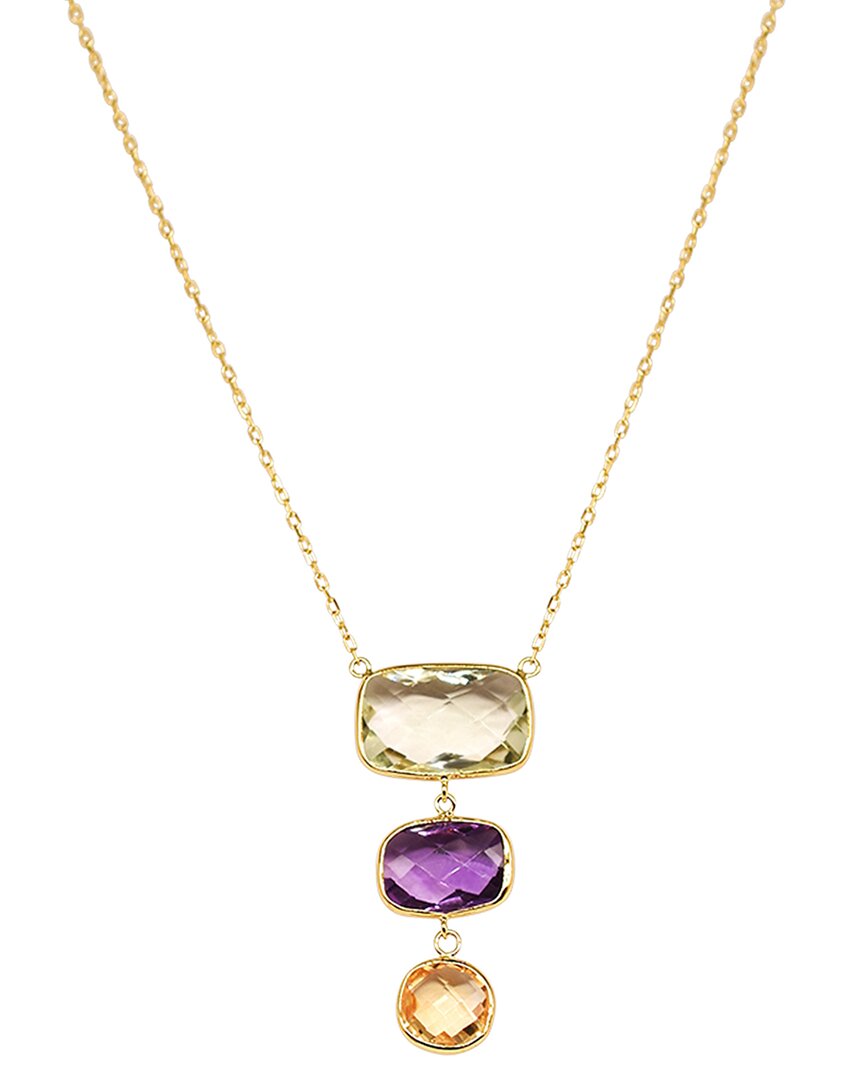 Jewelmak 14k 12.80 Ct. Tw. Gemstone Necklace In Gold