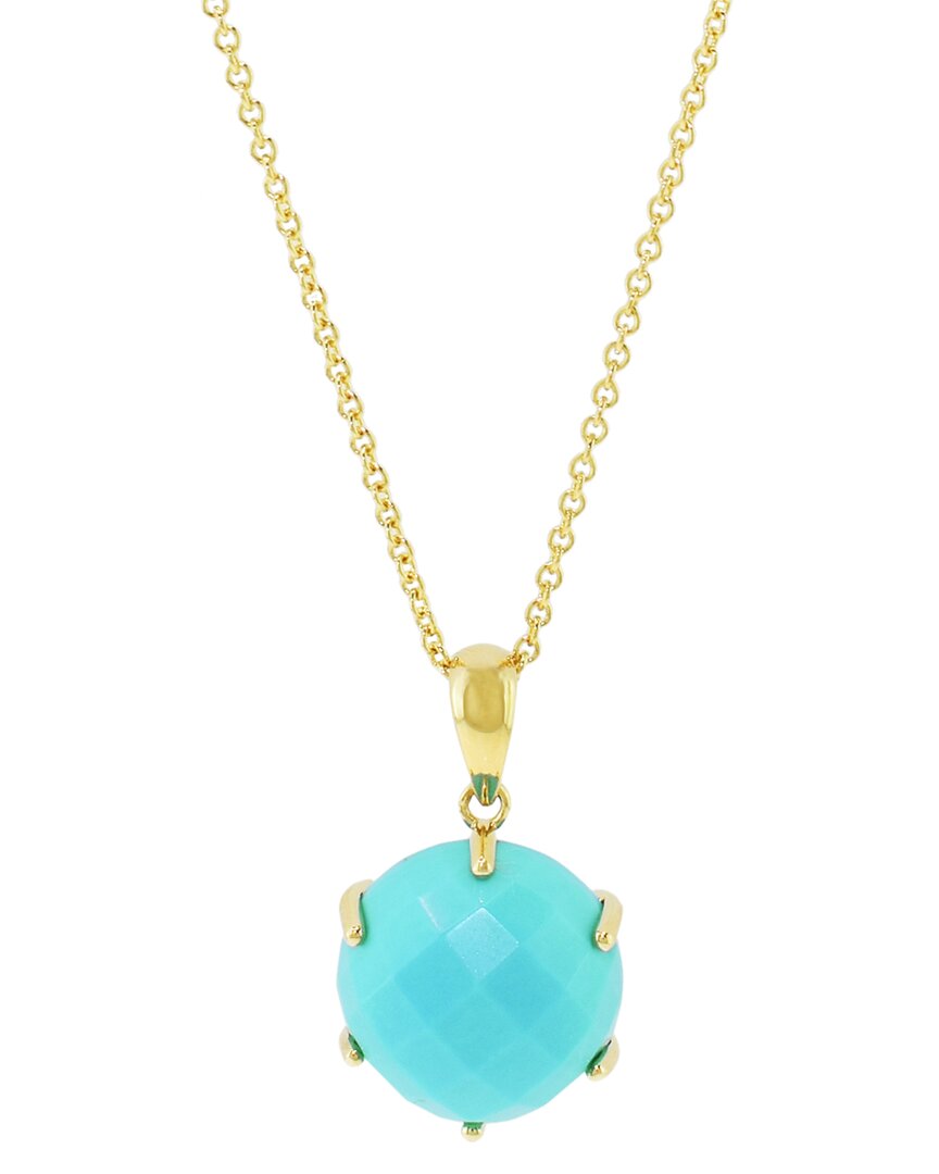 Jewelmak 14k 5.40 Ct. Tw. Turquoise Pendant Necklace In Blue