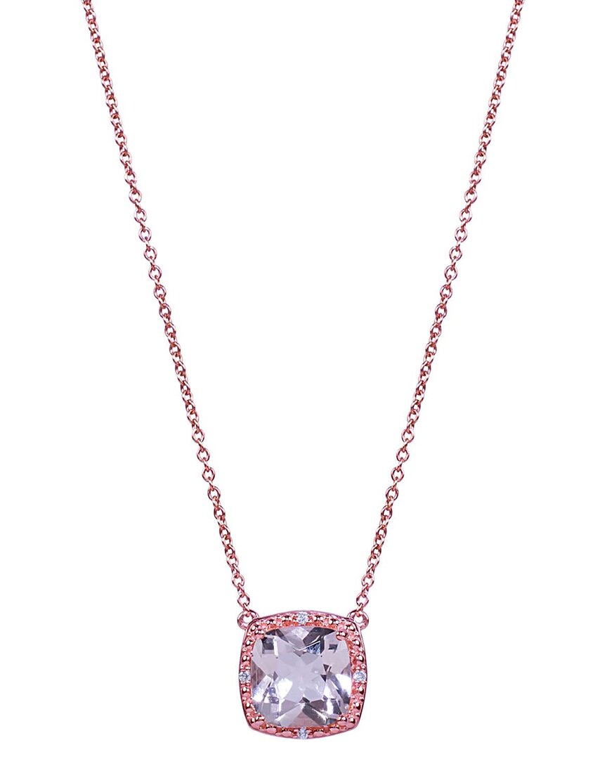 Jewelmak 14k Rose Gold 2.05 Ct. Tw. Diamond & Morganite Pendant Necklace In Pink
