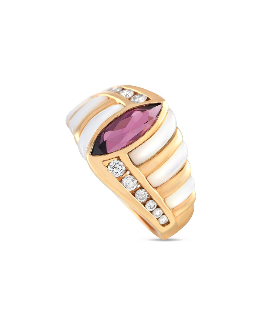 Kabana 14k 0.32 Ct. Tw. Diamond & Tourmaline & Pearl Ring (authentic ) In Gold