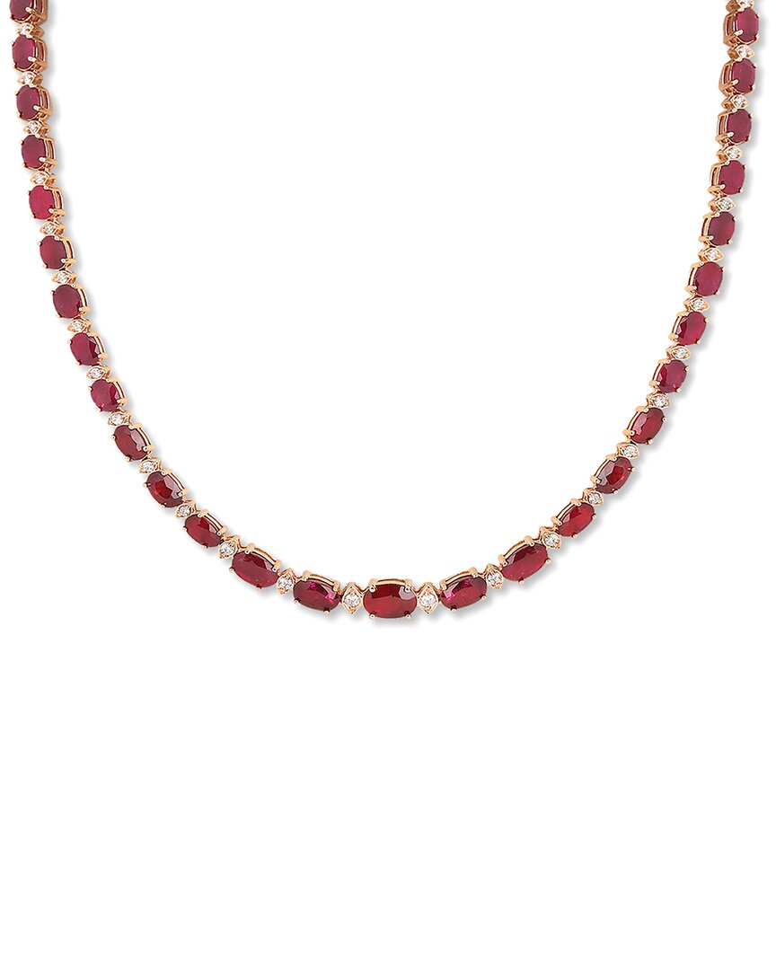 Diana M. Fine Jewelry 18k 29.27 Ct. Tw. Diamond & Ruby Graduated Necklace In Red