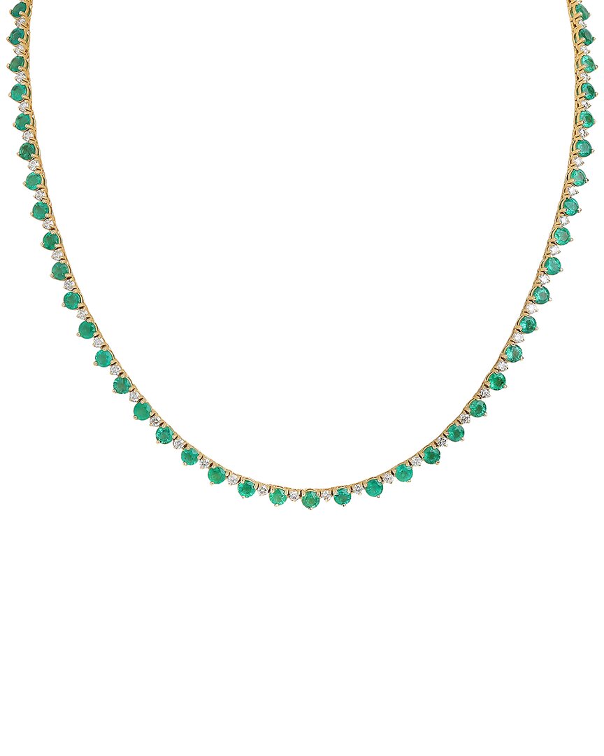 Diana M. Fine Jewelry 18k 15.50 Ct. Tw. Diamond & Emerald Necklace In Green