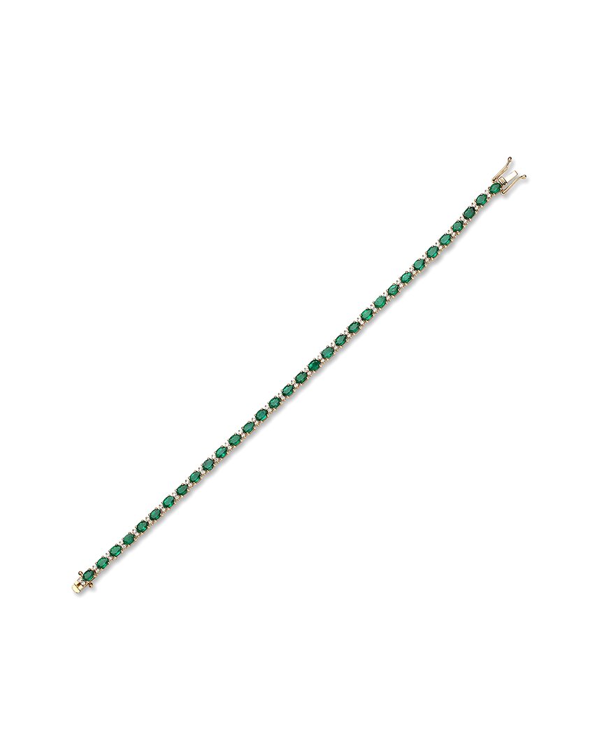 Diana M. Fine Jewelry 18k 6.00 Ct. Tw. Diamond & Emerald Bracelet In Green