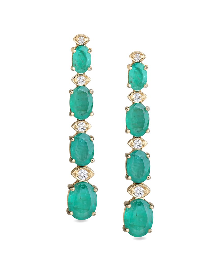 Diana M. Fine Jewelry 18k 5.80 Ct. Tw. Diamond & Emerald Dangle Earrings In Green