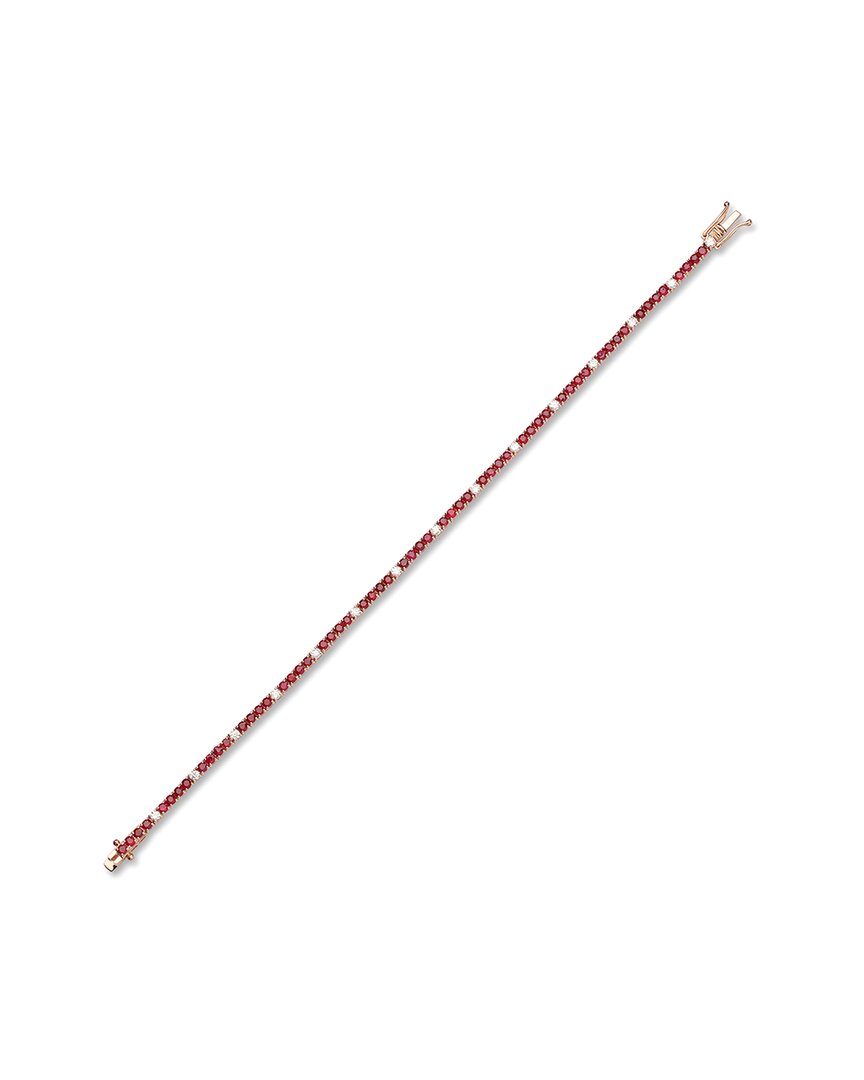 Diana M. Fine Jewelry 18k 3.80 Ct. Tw. Diamond & Ruby Tennis Bracelet In Red