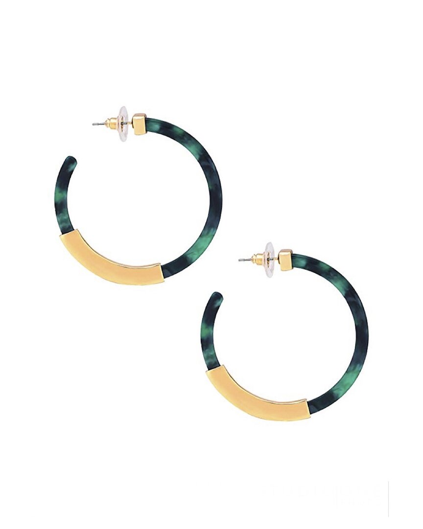 Liv Oliver 18k Plated Green Shell Hoops In Multi
