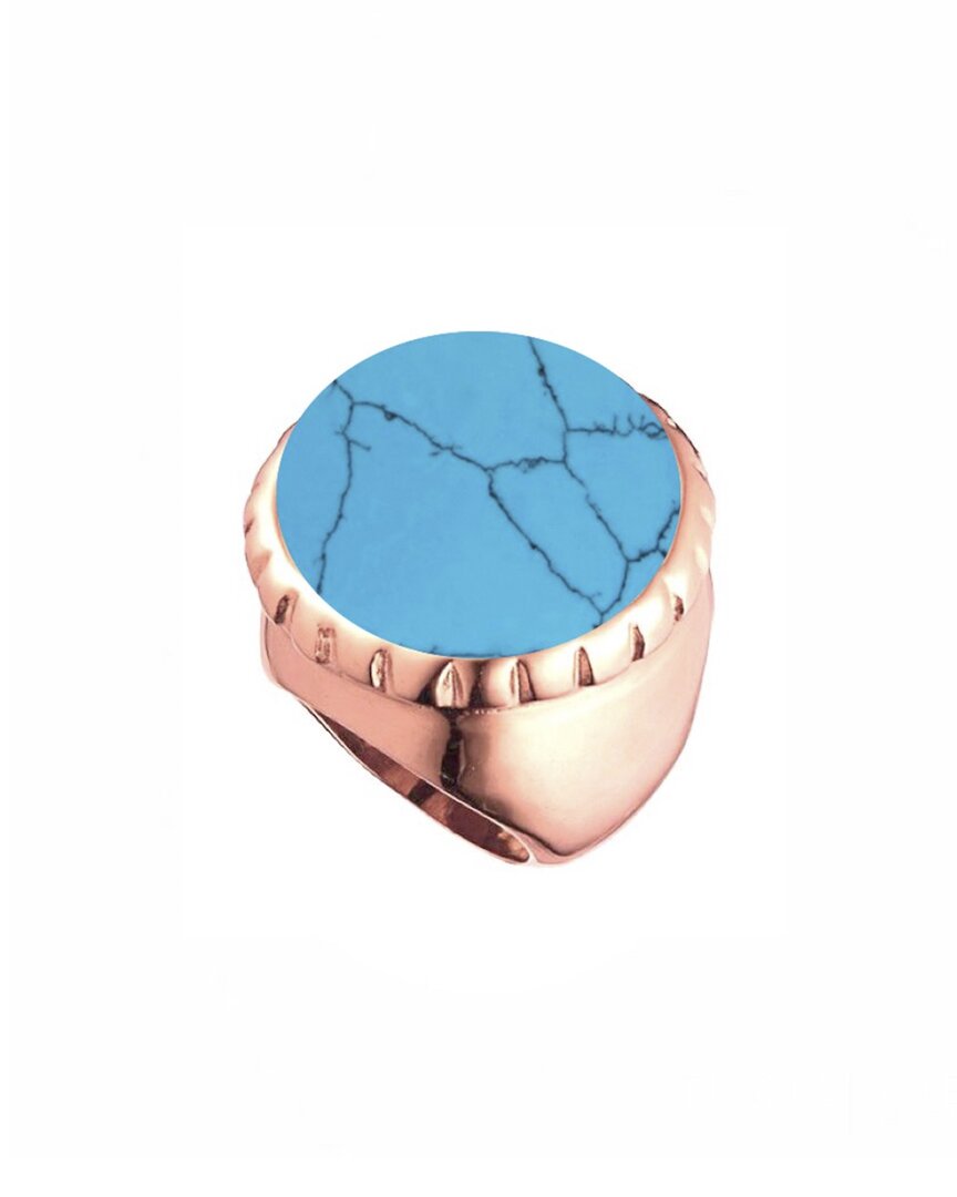 Liv Oliver 18k Rose Gold Plated 21.50 Ct. Tw. Turquoise Statement Ring