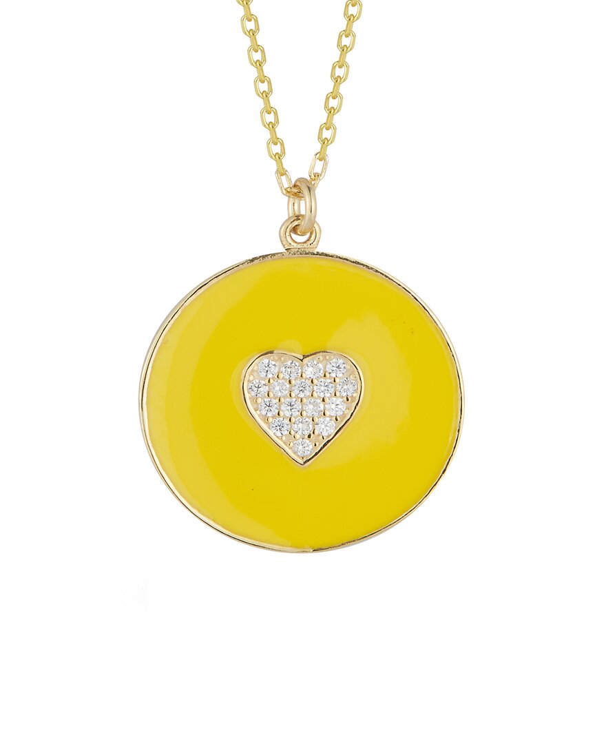 Sphera Milano 14k Over Silver Cz Disc Necklace In Brown