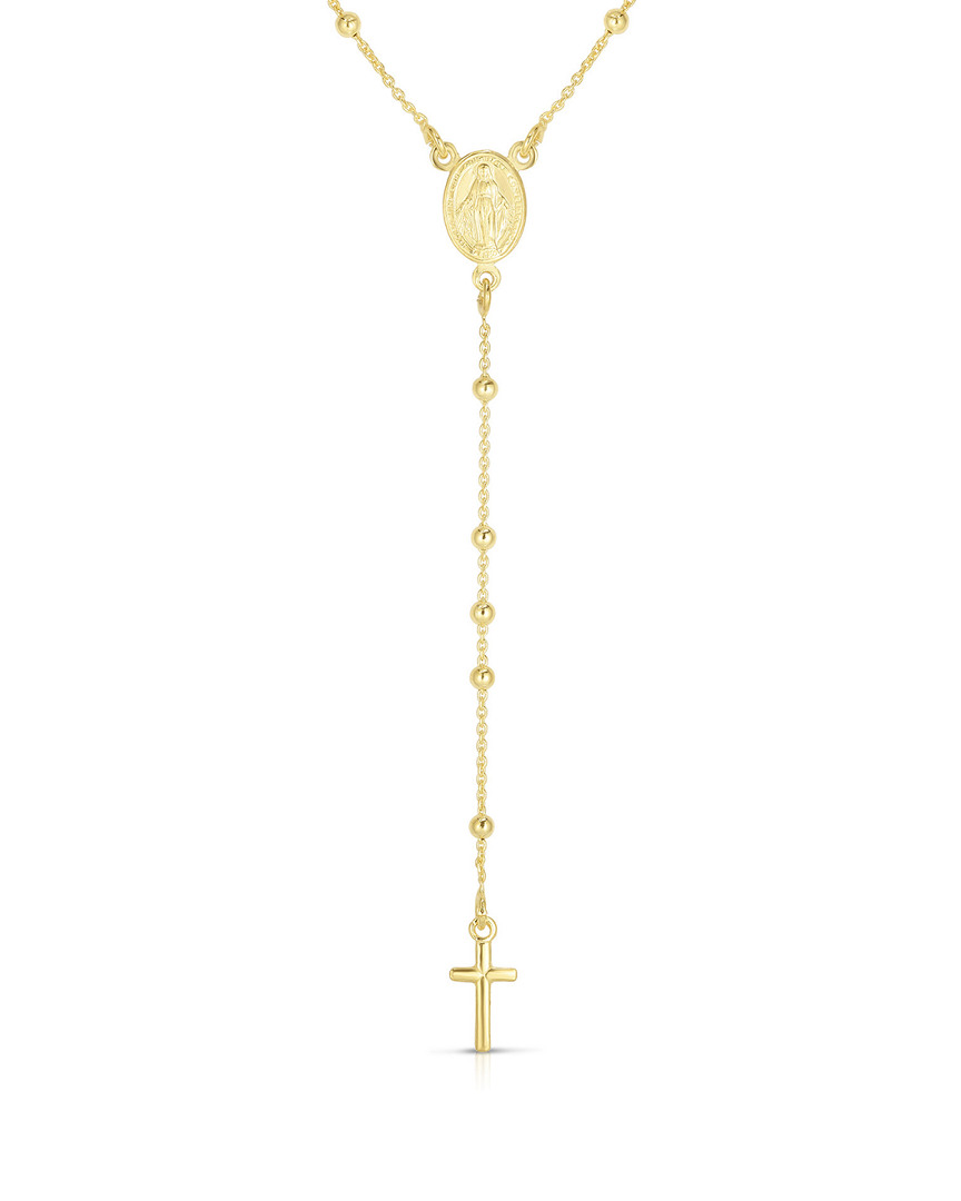 Sphera Milano 18k Over Silver Rosario Necklace With Drop Cross