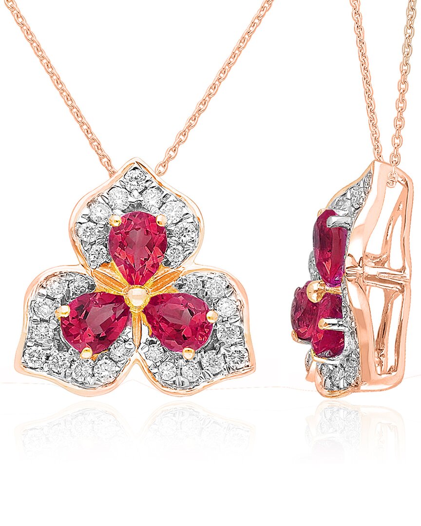 Kallati 14k Rose Gold 0.60 Ct. Tw. Diamond & Ruby Necklace