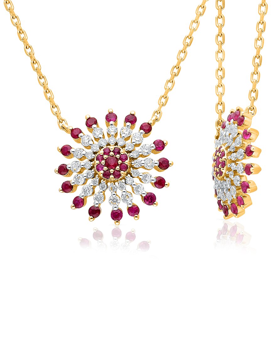 Kallati 14k 0.90 Ct. Tw. Diamond & Ruby Necklace