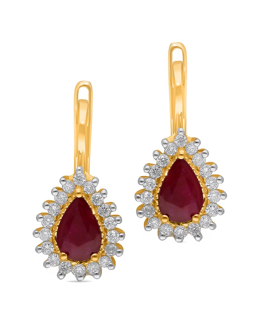 Kallati 14k 1.25 Ct. Tw. Diamond & Ruby Earrings