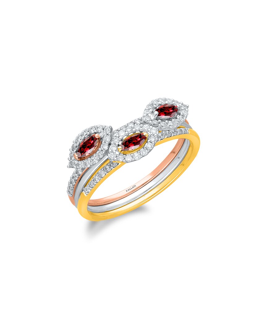 Kallati 14k Two-tone 0.75 Ct. Tw. Diamond & Ruby Ring