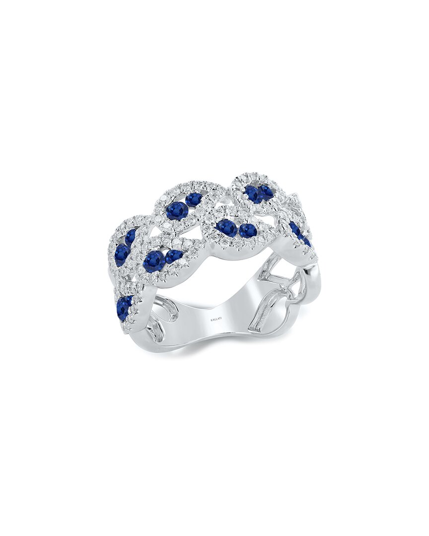 Kallati 14k 1.50 Ct. Tw. Diamond & Blue Sapphire Ring