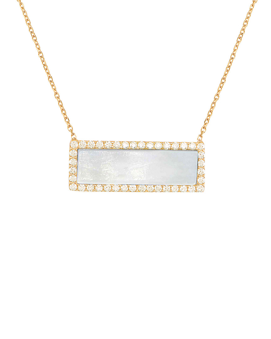 Gabi Rielle Dnu Discontinued  22k Over Silver Mother-of-pearl & Cz Rectangle Necklace