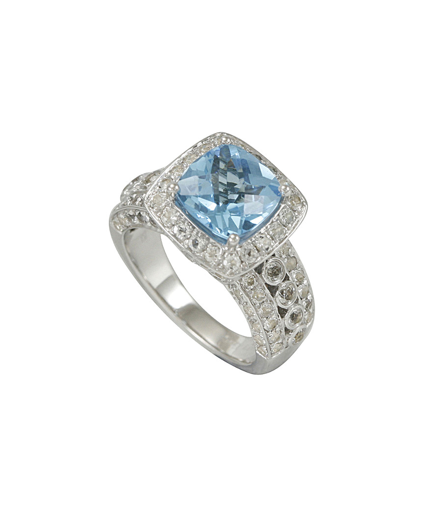 Suzy Levian Silver 5.84 Ct. Tw. Diamond & Topaz Ring
