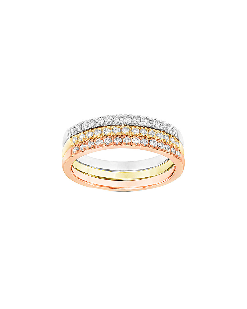SUZY LEVIAN SUZY LEVIAN SET OF 3 14K TRI-TONE 3 0.45 CT. TW. DIAMOND RINGS