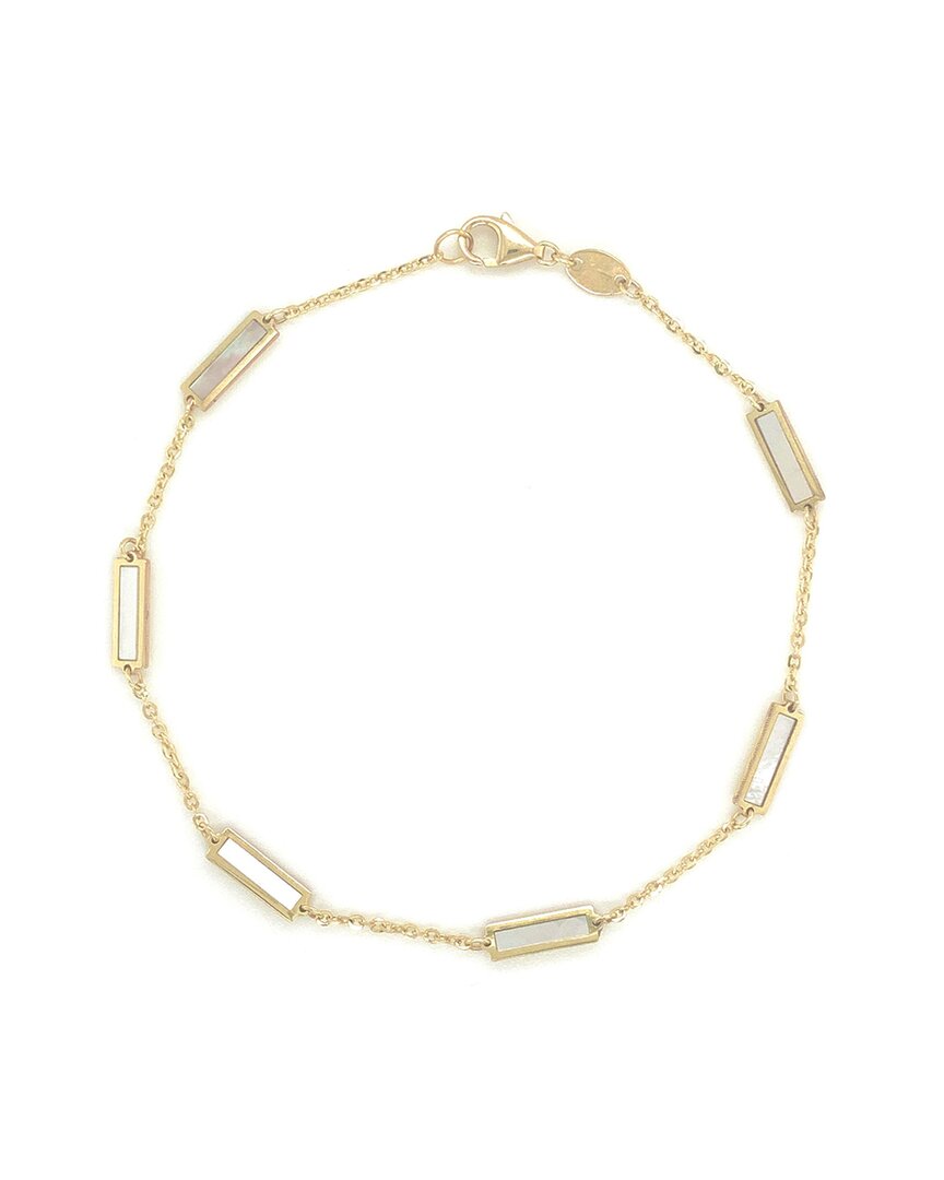 Sabrina Designs 14k Mother Of Pearl Pearl Station Bar Bracelet