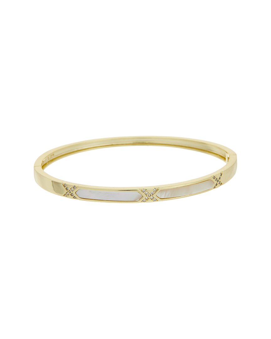 Juvell 18k Plated Pearl Cz Bangle Bracelet