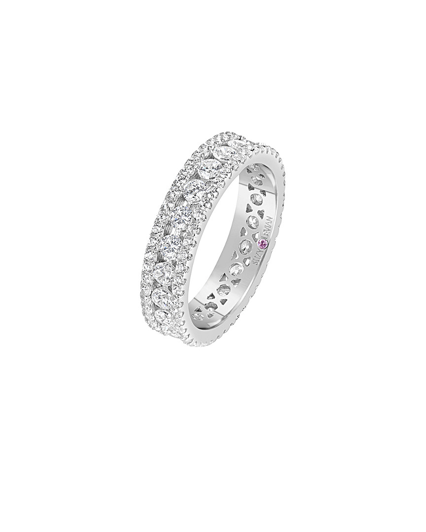 Suzy Levian Cz Jewelry Suzy Levian Silver Cz Three Row Modern Eternity Ring