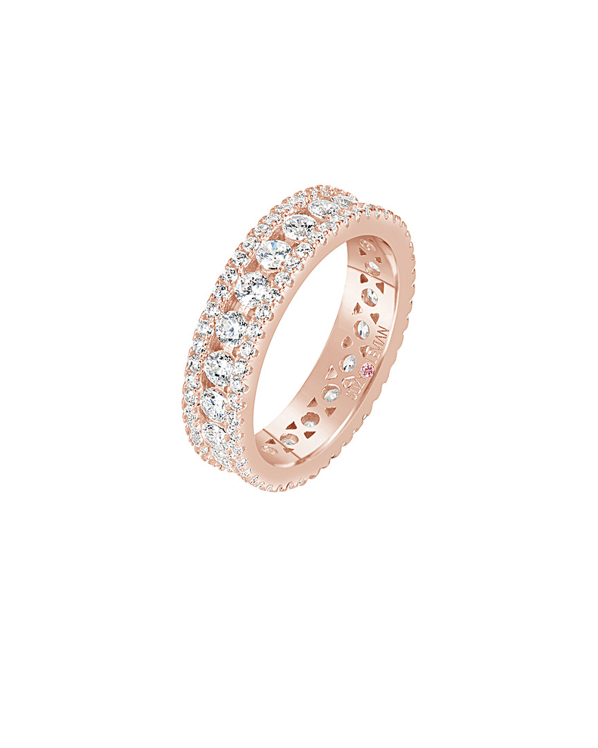 Suzy Levian Cz Jewelry Suzy Levian Plated Cz Three Row Modern Eternity Ring