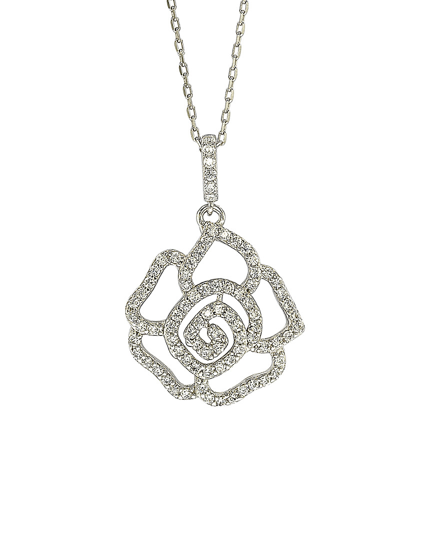 Suzy Levian Cz Jewelry Suzy Levian Silver Cz Flower Pendant Necklace