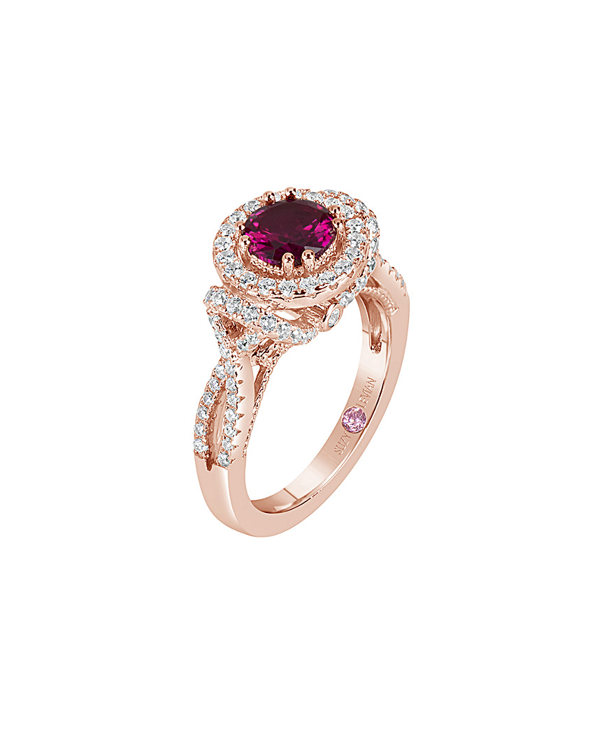 Suzy Levian Rose Plated Cz Anniversary Ring