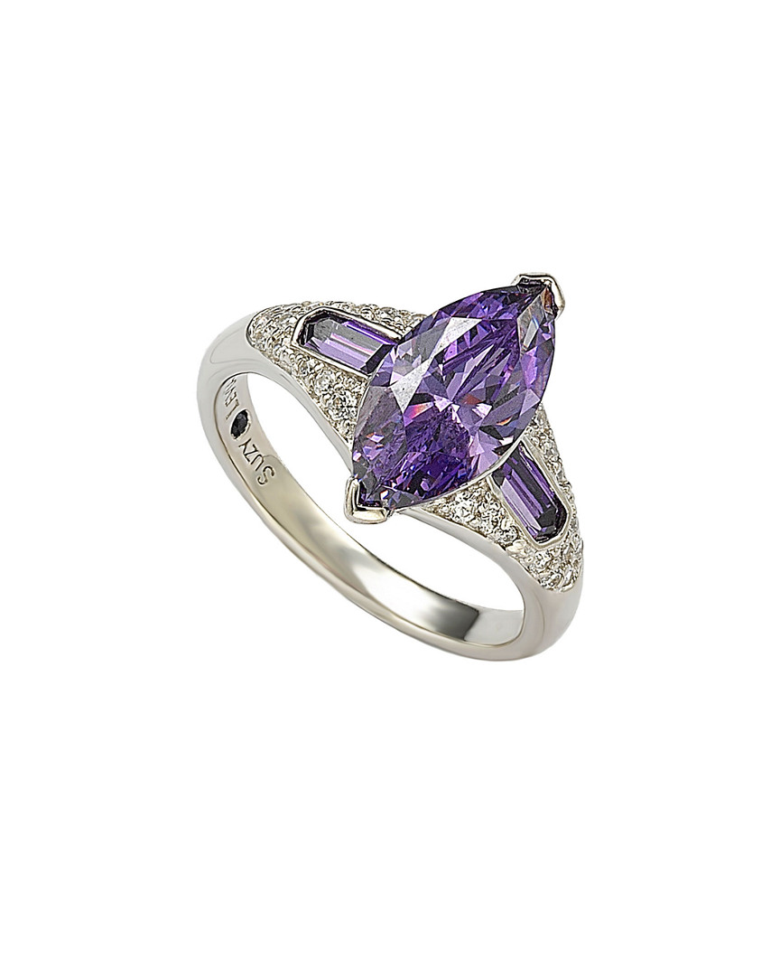 Suzy Levian Cz Jewelry Suzy Levian Silver Marquise Purple Cz Ring