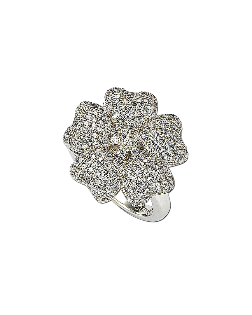 Suzy Levian Cz Jewelry Suzy Levian Silver Cz Flower Pave Ring