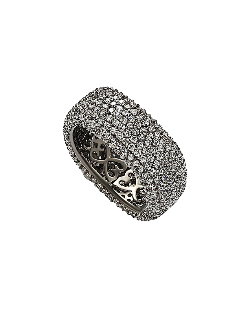 Suzy Levian Silver Cz Square Micro Pave Eternity Ring