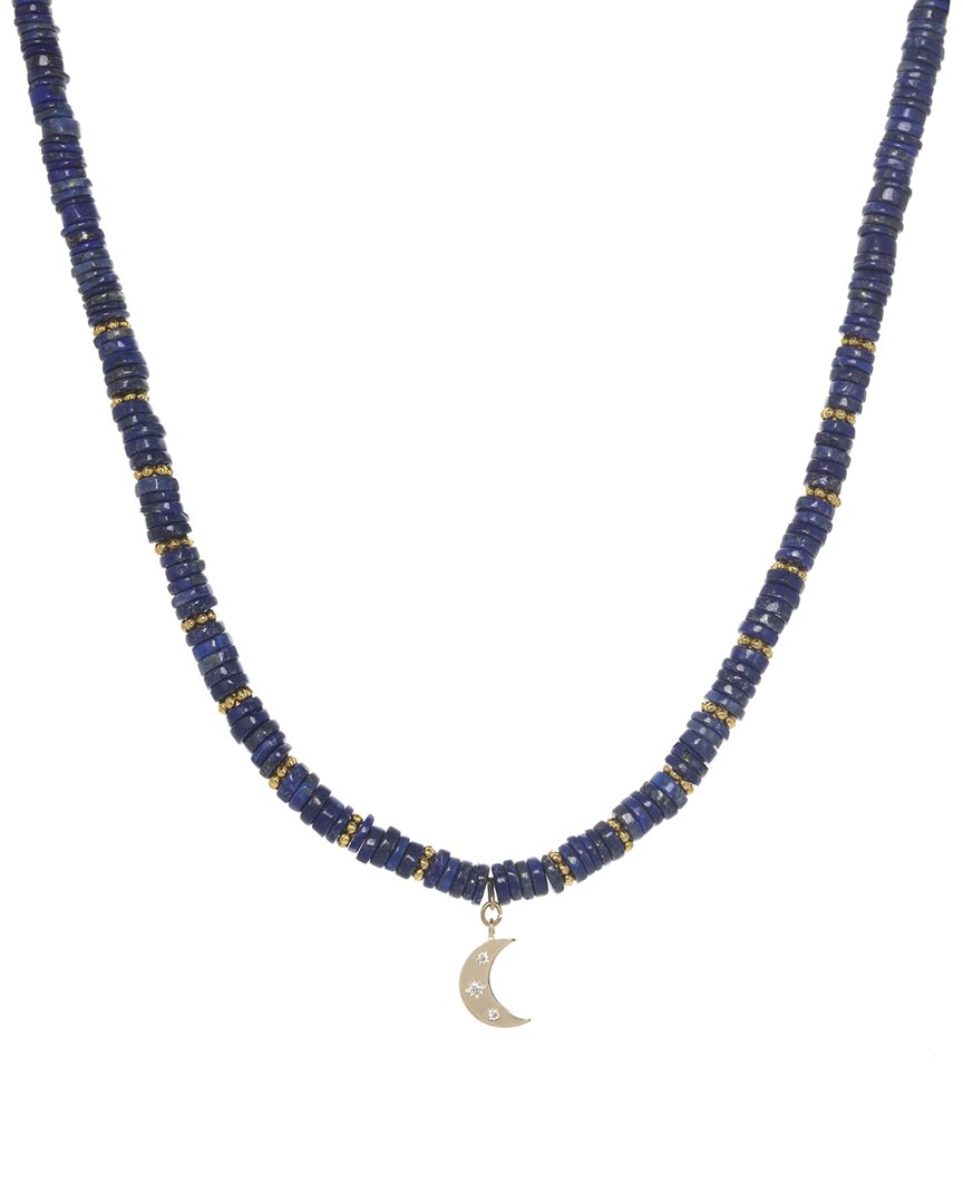 Rachel Reinhardt Layla Collection 14k Vermeil Gemstone Moon Pendant Necklace