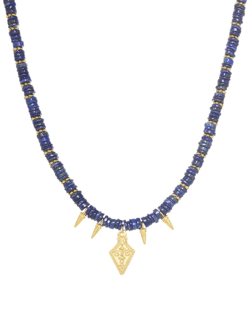 Rachel Reinhardt Layla Collection 24k Plated Blue Lapis Pendant Necklace