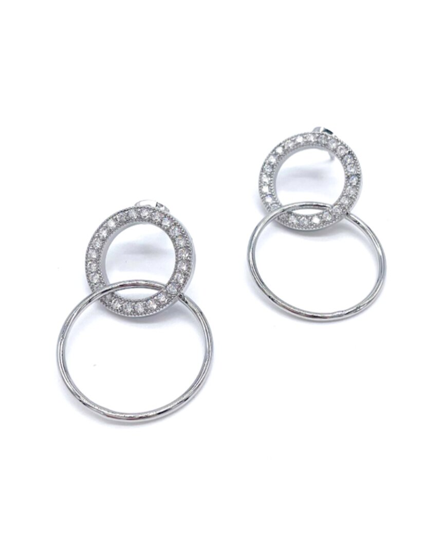 Adornia White Rhodium Circle Drop Earrings