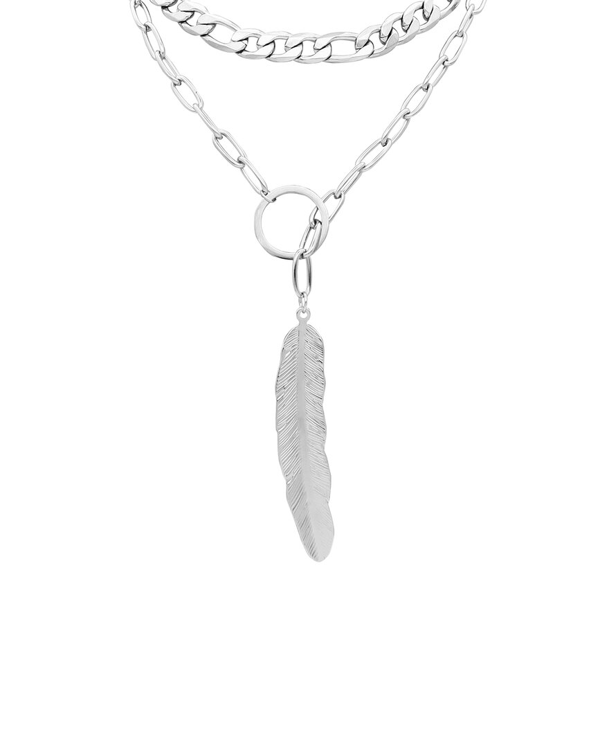 Shop Adornia Stainless Steel Leaf Y Necklace