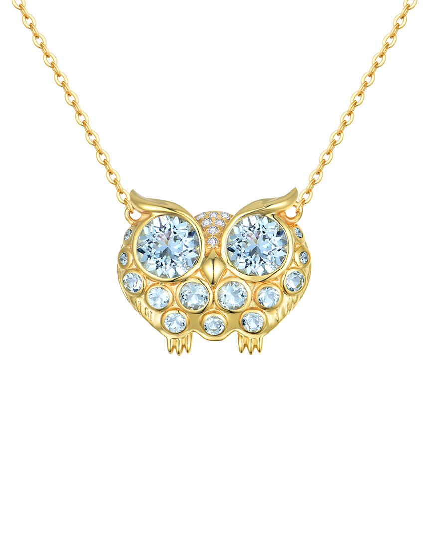Nina Zhou Jewelry 14k 2.13 Ct. Tw. Diamond & Aquamarine Pendant Necklace In Gold