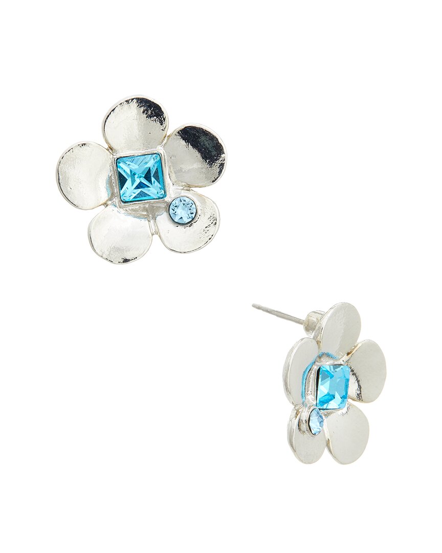 Oscar De La Renta Flower Stud Earrings In Metallic