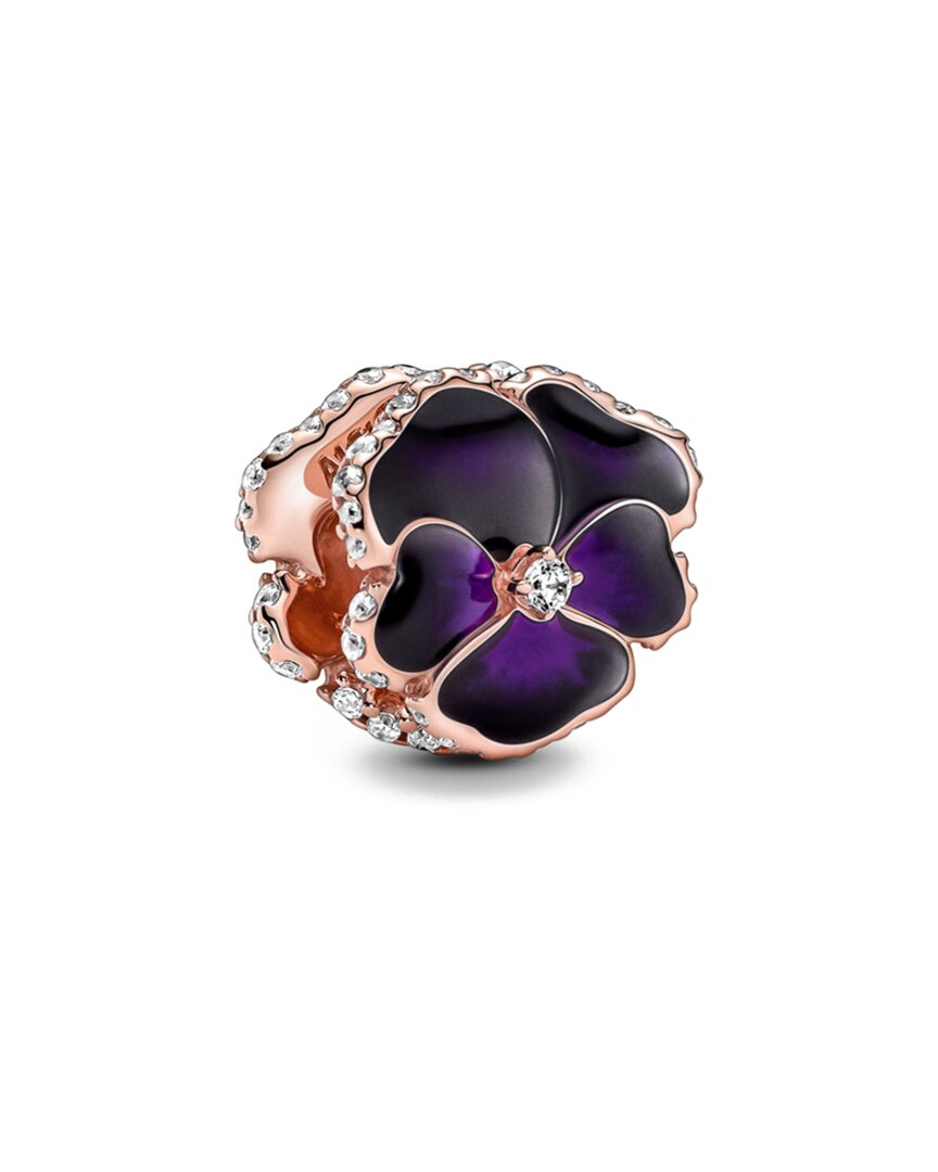 Pandora Moments 14k Rose Gold Plated Cz Pansy Charm